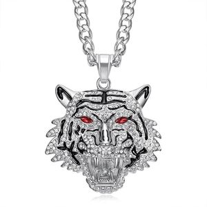 Collar con colgante de cabeza de tigre yunnique, acero inoxidable, chapado en oro, circonia cúbica, joyería Hip Hop para hombre, regalo - Product Image 3
