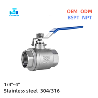 Vannes à boisseau sphérique manuelles mâles et femelles en acier inoxydable et acier au carbone de haute qualité (1/4'' à 4'') pour gaz/eau/huile/vapeur, OEM/ODM