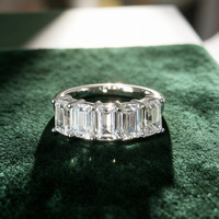 Nouvelle Bague de Luxe en Moissanite 4.0ct, Argent Sterling 925 Plaqué Or 18K, Coupe Baguette, Sertissage à Griffes, Bague Éternité
