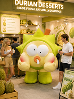 Modèle gonflable personnalisé de dessin animé mignon et amusant en forme de durian, pour la décoration d'événements sur le thème tropical dans les centres commerciaux et les magasins de fruits