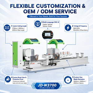 Sierra Circular de Doble Cabezal JUNDE, Nueva, Tipo Oscilante CNC, Sistema de Control PLC, Máquina de Corte de 45 y 90 Grados para Aluminio - Product Image 5