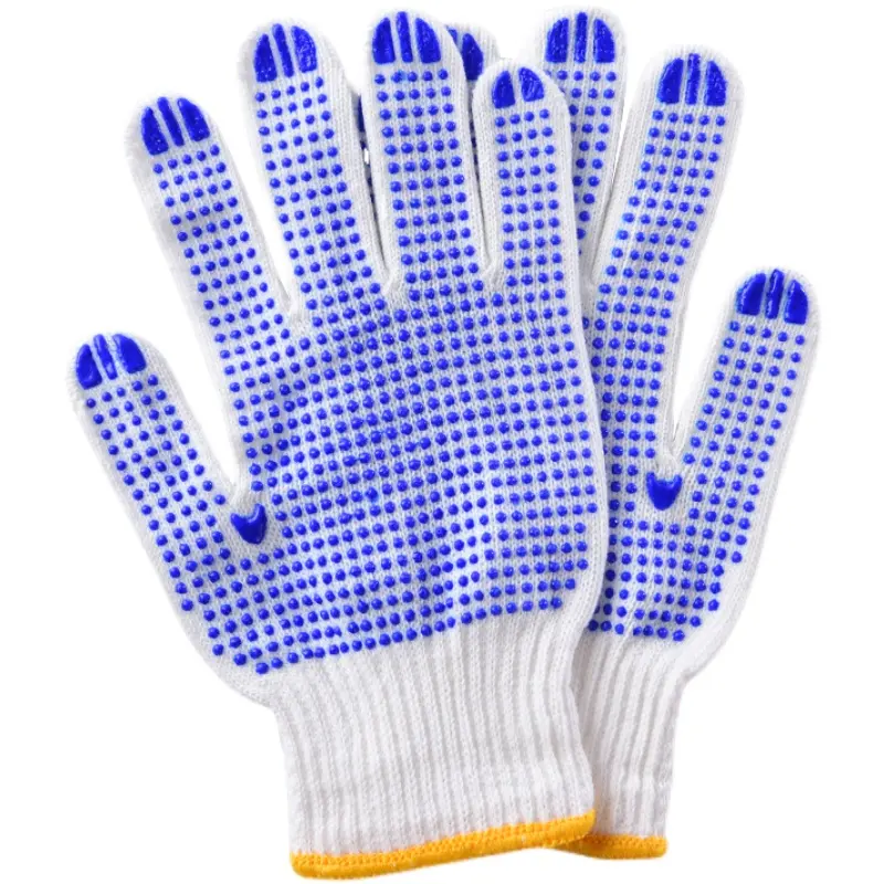 Gant de sécurité en coton de protection du travail durable Gants de travail respirants résistants à l'usure avec perles à pois Machiniste anti-dérapant