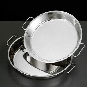 Assiettes à dîner de restaurant OEM Plateau à <span class=keywords><strong>pizza</strong></span> rond Plateau de cuisson léger en acier inoxydable Plats de service pour la restauration - Product Image 1