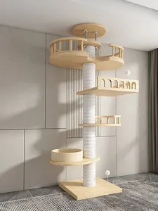 Torre <span class=keywords><strong>di</strong></span> gatto in legno massello con nido <span class=keywords><strong>di</strong></span> Sisal gioco <span class=keywords><strong>di</strong></span> arrampicata piattaforma Sky pilastro Pet Pet Toy mensola cuscino per <span class=keywords><strong>gatti</strong></span> prodotti per divano - Product Image 5