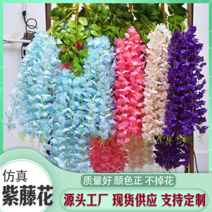 Fleurs artificielles de glycine suspendues, décorations florales violettes pour mariage, décoration murale et de plafond, forme spirale, matériau en tissu métallique. - Product Image 2
