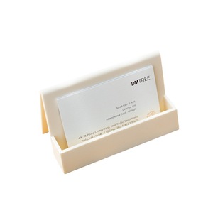 Card Holder Single Layer White PS Material Geometry Design For Desk Business Card Display - Product Image 1