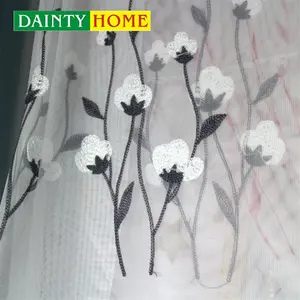 Modern Asian Style Printed Flower Embroidery Sheer Tulle Curtains Factory Price for Home Hotel Hospital or Living Room Use