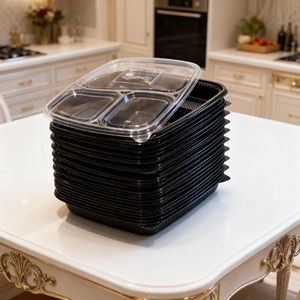 Contenedor de Alimentos Desechable de Plástico de 1000 ml con 5 Compartimentos, Libre de BPA, Apto para Microondas, a Prueba de Fugas, Apto para Lavavajillas, Lonchera Moderna Tipo Bento - Product Image 4