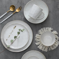 Ensembles de dîner en céramique personnalisés de haute qualité plantes de vaisselle en porcelaine glaçure réactive écologique pour la maison Restaurant utilisation chaude