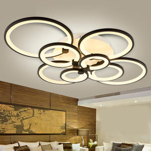 Nouveau Style Acrylique Anneaux Moderne Plafonnier Salon Cercle Trois Couleurs Dimmable Led Plafonniers - Product Image 4