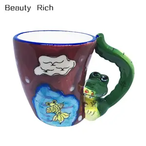 Frosch Tier Neuheit Tassen für Tee & Kaffee Keramik Trinkbecher mit Griff Premium Qualität & Design Farbige Spaß Küche