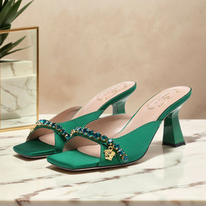 נעלי כלה אלגנטיות רשמיות לקיץ 2025, סנדלי עקב מרובע עם רצועה אחורית, עקב עבה, נשים, ללא שרוכים - Product Image 5