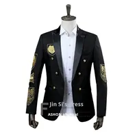 Costumes avec médaille d'or dernier modèle de broderie double boutonnage pour homme robe de banquet de soirée utilitaire