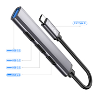Hoco grosir Laptop konektor perpanjang HB26 4 In 1 USB ke USB 3.0 + USB 2.0*3 adaptor