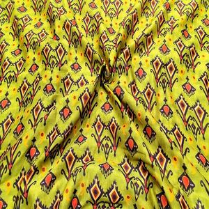 Fashionable <b>Green</b> Poly Raw <b>Silk</b> Woven Fabric Abstract Geometric Prints Breathable Quick-Dry Lightweight Smooth Lustrous DIY - Product Image 2