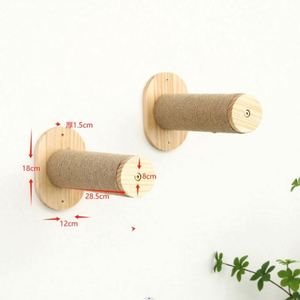 Arbre à chat et griffoir mural 2 niveaux en bois écologique pour intérieur, avec hamac et perchoirs, marron, décoration de Noël et d'Halloween - Product Image 6