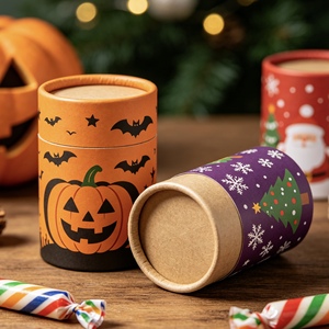 Biodegradable Custom Printed Paper <b>Tube</b>, Full Size Customizable Cylinder <b>Cardboard</b> Box for Halloween & Christmas Candy Packaging - Product Image 5