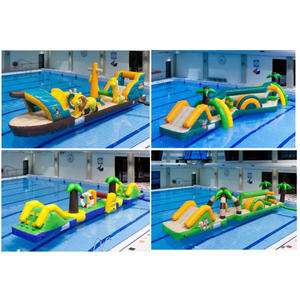 Circuito de Aventuras Inflable Flotante para Piscina con Escalada, Carreras y Tobogán, con Temática de Tiburón de Aguas Profundas - Product Image 6