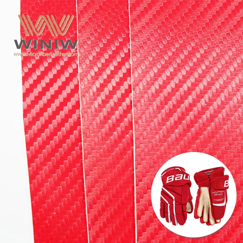 Gants en cuir microfibre avec motif en fibre de carbone Matériau polyvalent pour chaussures de hockey Sacs Vêtements Golf