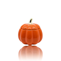 Pot à bougie en céramique 11,7*11,7*11,6 cm, pot de rangement en forme de citrouille orange, pot vide en verre pour bougie d'aromathérapie, vente en gros