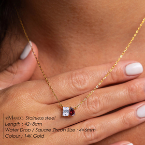 Kalung Batu Kelahiran Ganda 12 Bulan Minimalis EManco, Rantai O Warna Emas Bahan Stainless Steel untuk Pemakaian Sehari-hari Dropshipping - Product Image 2
