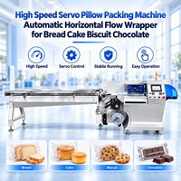 Machine d'emballage de type coussin à commande servo, emballageur automatique à grande vitesse pour boulangerie, pain, gâteaux, biscuits, chocolat