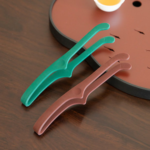 <b>Tea</b> Tongs Stainless Steel With Silicone Coating Brown And Green For Kung Fu <b>Tea</b> <b>Set</b> Accessories - Product Image 4