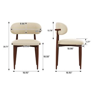 Ensemble de 2 chaises de salle à manger modernes et durables en tissu de lin écologique, dossier capitonné, rembourrage en mousse, pieds en bois, fauteuils inclinables manuels pour salon - Product Image 2