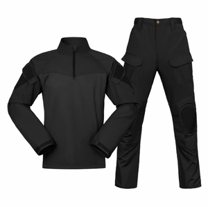 Ensemble uniforme tactique noir SFB A5 711, pantalon et chemise, respirant, toutes saisons, vêtements d'entraînement, matière nylon - Product Image 4
