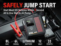 Démarreur de secours 2700A Peak pour voiture, moto, camion, avec compresseur d'air 150 PSI, batterie 13200 mAh, booster de batterie 760 CCA, gonfleur de pneus 12V