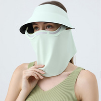 Masque facial de protection solaire infusé au collagène, ensemble 3-en-1, chapeau de soleil en nylon à motif uni, casquette de protection solaire extérieure de couleur unie