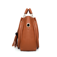 EU US Lager Braunes PU-Leder 4-teiliges Damen-Taschenset Shopper Umhängetasche Clutch Schnelle Lieferung