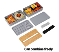 Boîte à bento Umami double couche de qualité supérieure avec couvercle en bambou, sans BPA, étanche, capacité 1,2 L, facile à nettoyer