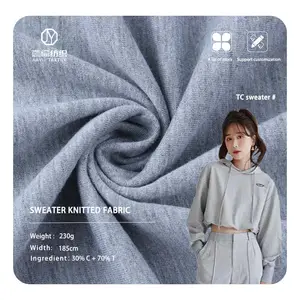 Hot selling polyester-cotton French terry TC yarn-dyed factory direct sales of 30 cotton 70 polyester sweater knitted fabric