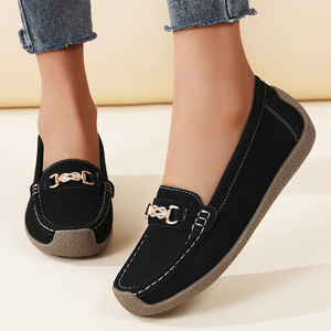 <span class=keywords><strong>Ballerine</strong></span> da Donna ODM in 3 Colori (Beige/Nero/Marrone), Scarpe Slip-on <span class=keywords><strong>con</strong></span> <span class=keywords><strong>Fibbia</strong></span> Metallica, Traspiranti, Doppia Cinturino, Primavera Estate Autunno - Product Image 4