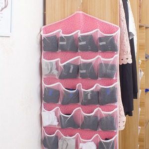 Organisateur de placard suspendu, sac de rangement en maille rose avec plusieurs poches pour armoire et chambre à coucher - Product Image 4