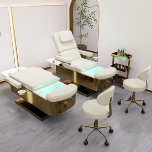 Cama Eléctrica de Lujo Moderna con Base Dorada para Lavado de Cabello, Pestañas y Tratamientos Faciales, para Salones de Belleza, Spas y Masajes - Product Image 3