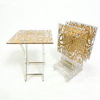 Table basse transparente en acrylique du Moyen-Orient, best-seller en Arabie Saoudite, tables imprimées, table pliante en plexiglas, ensemble de 4 pièces