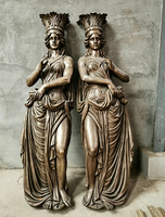 Hars-glasvezel Victory Angel beeld, klassieke westerse godin sculptuur, bronzen afwerking, op maat gemaakt, buiten ornament voor plaza en landschap.