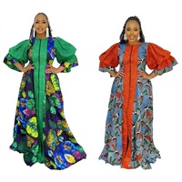 Robe longue évasée zippée ample pour femme, en polyester, imprimé végétal, color block, style cardigan, la plus vendue, grandes tailles