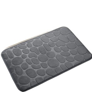 Cangming Bath Mat Coral Fleece Embossed <b>Pebble</b> Anti Slip Water Absorbing For Bathroom 60x90cm - Product Image 5