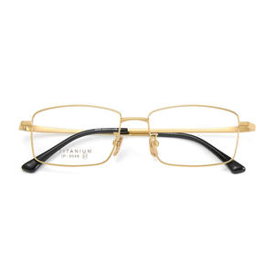 Montures de lunettes rectangulaires en titane pour hommes 9048, légères, monture complète, bordure dorée, verres en acrylique, origine Danyang - Product Image 1