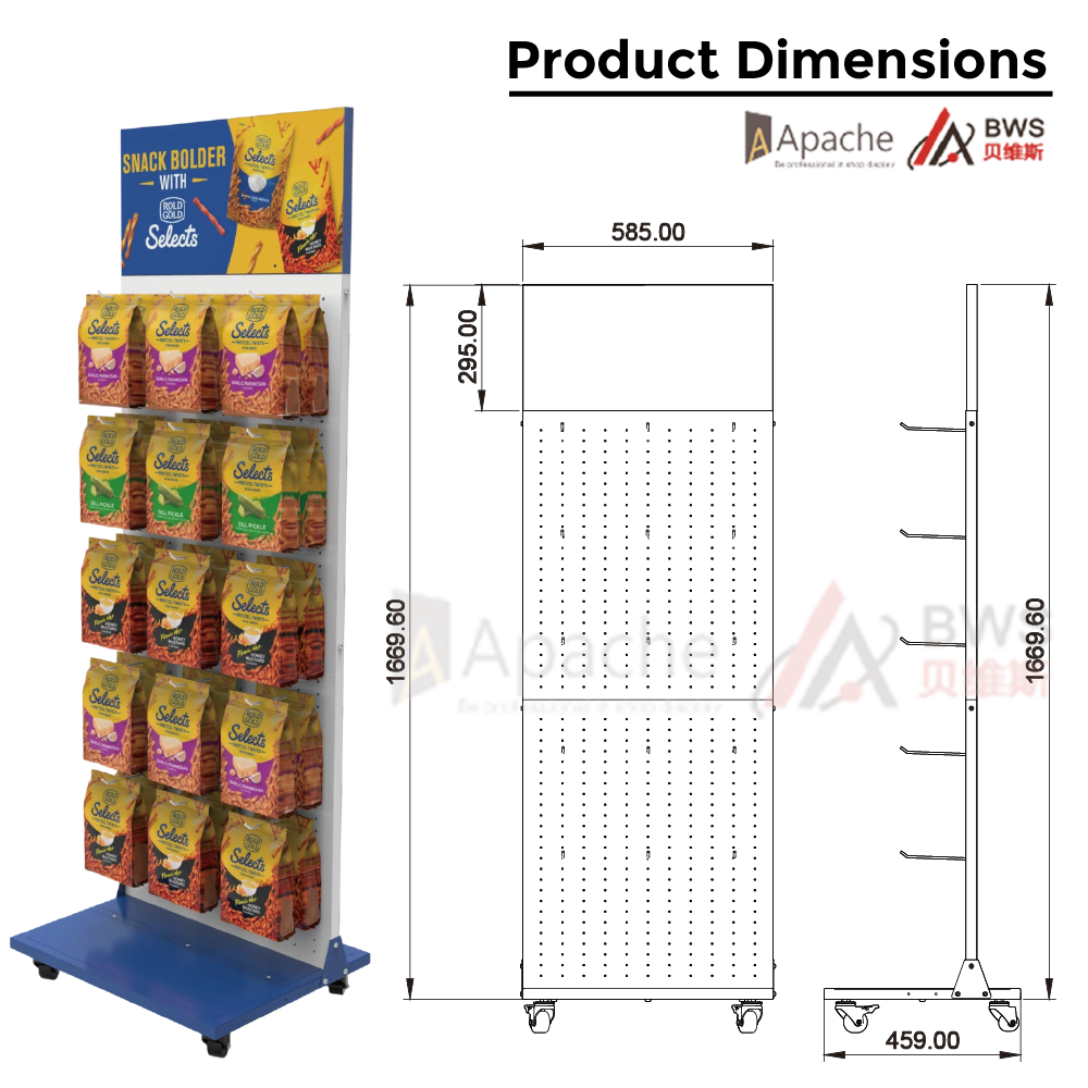 Apache Customized Double-Sided Metal Modern Durable Display Stand Pegboard Display Rack Hanging Box Display for Retail Shops — view 2