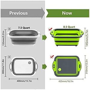 NOVISON Multifunctional Home Kitchen Collapsible <b>BBQ</b> Prep Tub Green Water Colander Basket Folding Plastic Cutting Board - Product Image 4