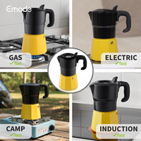 Cafetière à expresso italienne Moka Pot 3 tasses en aluminium couleur métallique primaire pour cuisinière