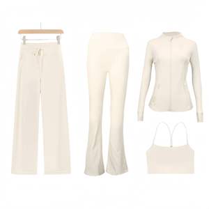 महिला के चार टुकड़े स्लिम कोट खिंचाव सूट वाई-आकार की जैकेट वाली पैंट सीधे पैंट विंटेज स्टाइल स्किनी फिट - Product Image 5