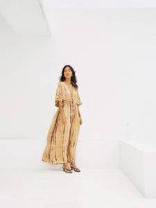 2024 été en gros motif Floral Vintage a-ligne parole longueur rayonne femmes élégantes Sexy haute qualité à manches courtes soirée - Product Image 3