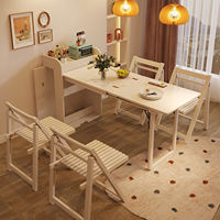 Ensemble de table à manger extensible en bois massif pliable pour appartement moderne, gain de place, avec armoire latérale de rangement 2-en-1, meubles de cuisine et de maison