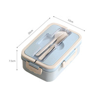 Boîte à lunch bento en plastique de qualité alimentaire, écologique, pour adultes et enfants, avec un ensemble de couverts gratuit, 3 compartiments, étanche, utilisable au micro-ondes