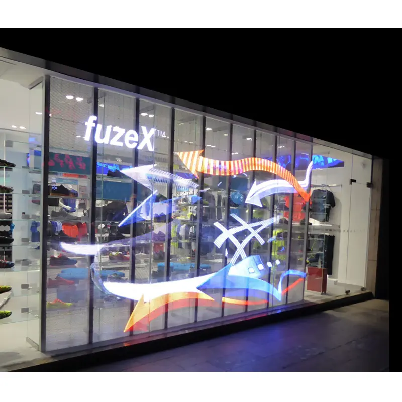 500x500mm 1000x500mm vitrine de magasin de détail affichage LED Transparent P2.6 P5.2 P3.9 P7.8 mur vidéo LED haute transparence
